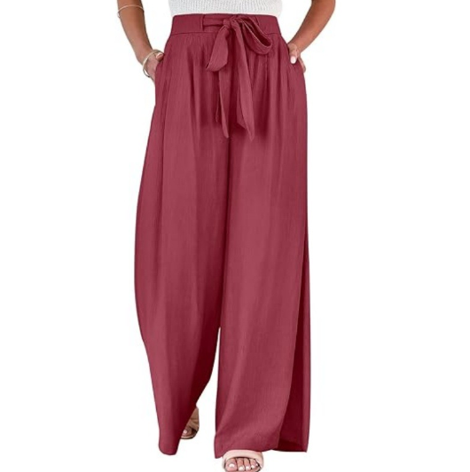 Chiffon Wide Leg Pants for Women - Casual Trousers