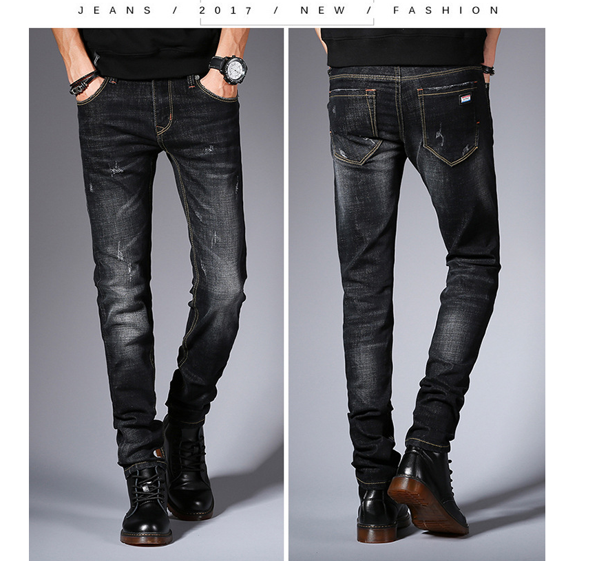 Men's Slim Fit Black Stretch Jeans for Youth 2020