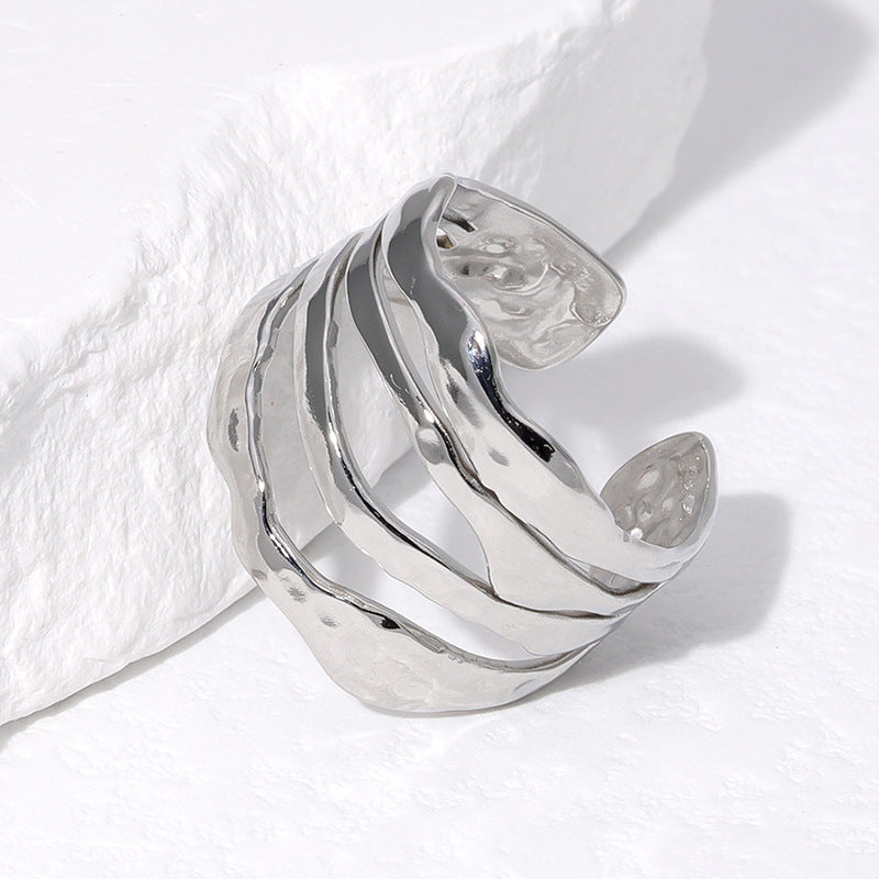 Irregular Stainless Steel Titanium Ring for All Matches