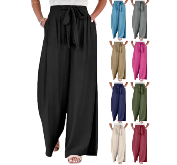 Chiffon Wide Leg Pants for Women - Casual Trousers