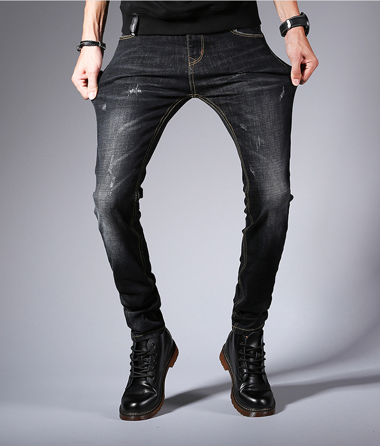 Men's Slim Fit Black Stretch Jeans for Youth 2020