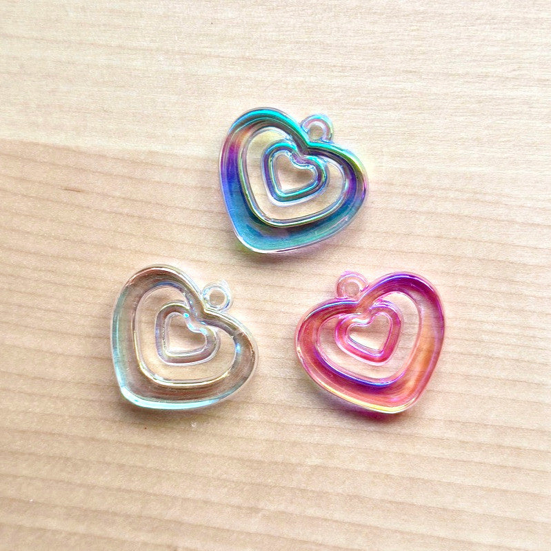 Iridescent Layered Hearts Charm